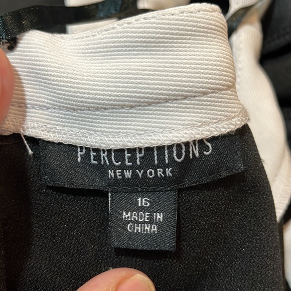 PERCEPTIONS SLEEVELESS COLORBLOCK MIDI DRESS BLACK WHITE PLUS SIZE 16 - Picture 8 of 13